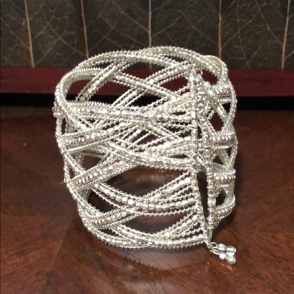 Silver Rhinestone stretch cuff. Very nice! - Picture 2 of 5